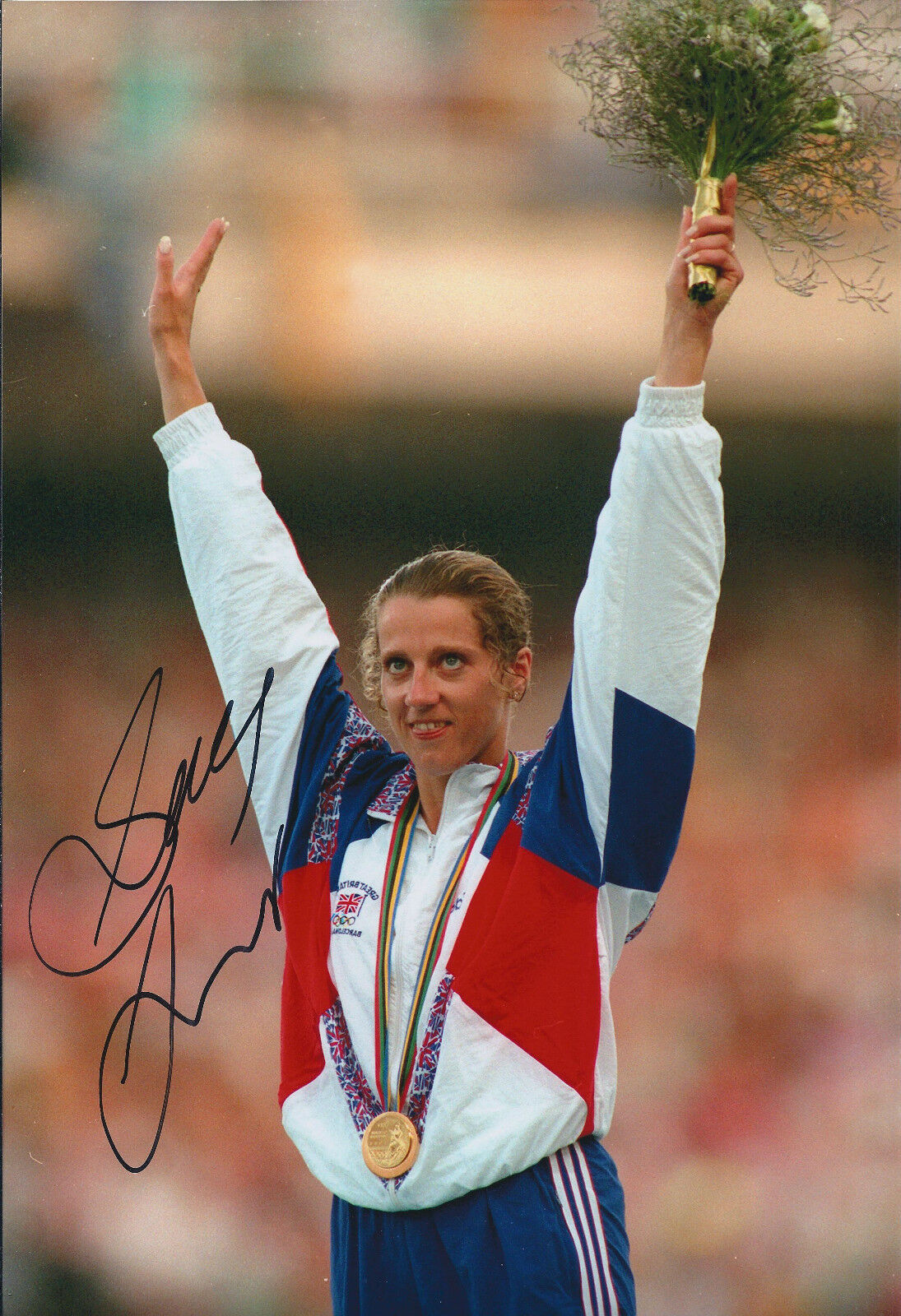 Sally GUNNELL Autograph 12x8 Signed Photo Poster painting AFTAL COA Olympic GOLD Medal Winner GB