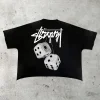 Limited edition dice print cropped T-shirt