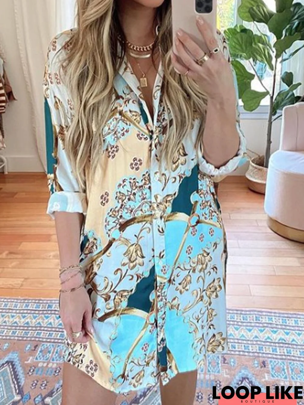 Vacation Printing Regular Fit Vacation Shirt Dress