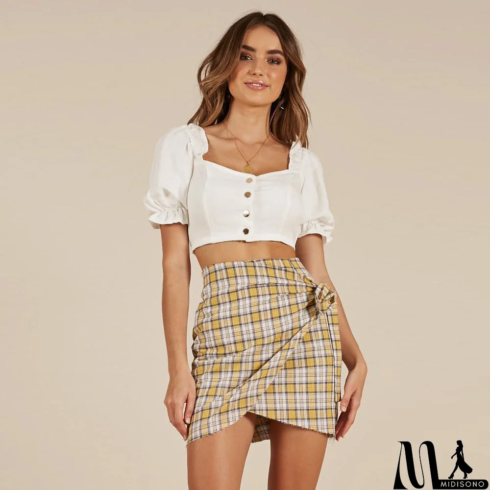 MidiSono - Fashion Chiffon Plaid Skirt