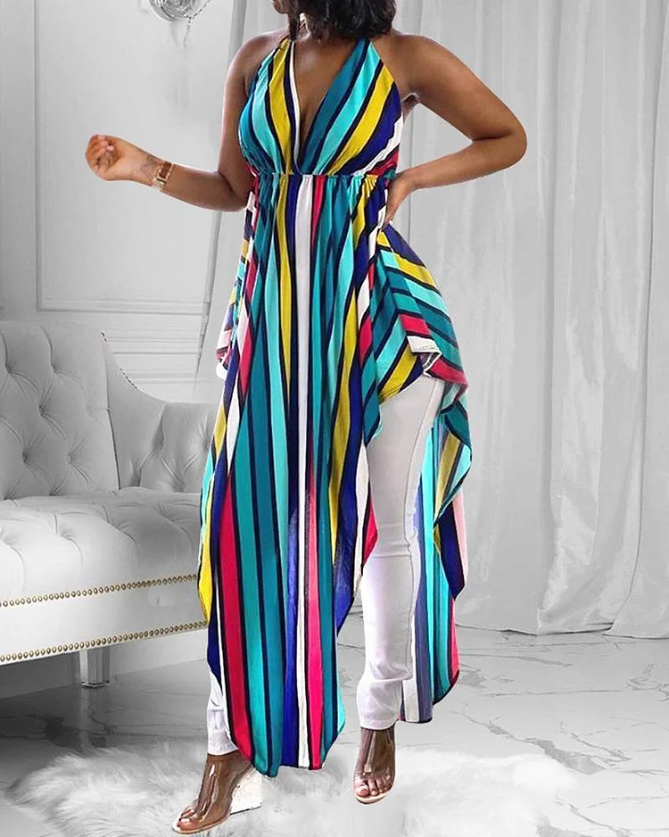 Colorful Striped Print Blouse