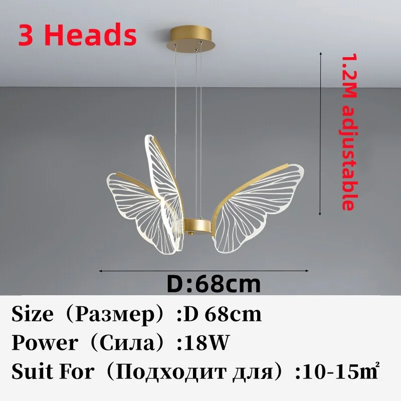 Modern New Chandelier Creative Luxury Dining Living Room Butterfly Pendant Lights Nordic Bedroom Children's Room Decoration Lamp