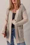 Women's Color Block Side Pockets Open Front Cardigan