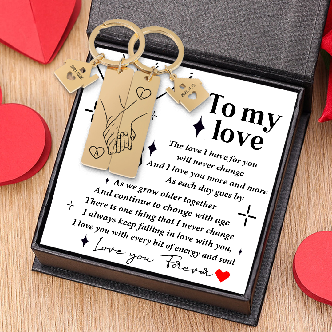 To My Man/My Love Keychain Holding Hands Couple Keychain Set Personalised Date Initial Keyring Matching Couple Gifts-Jessemade AU