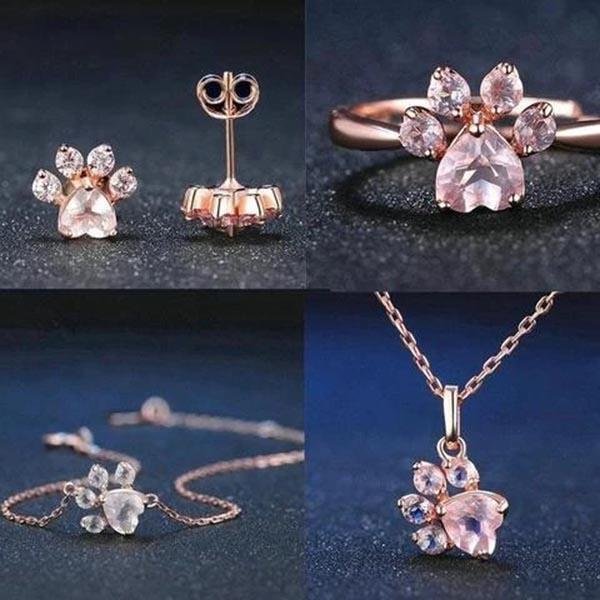 WoodyOrnament 4-piece Rose Gold Paw Jewelry Line