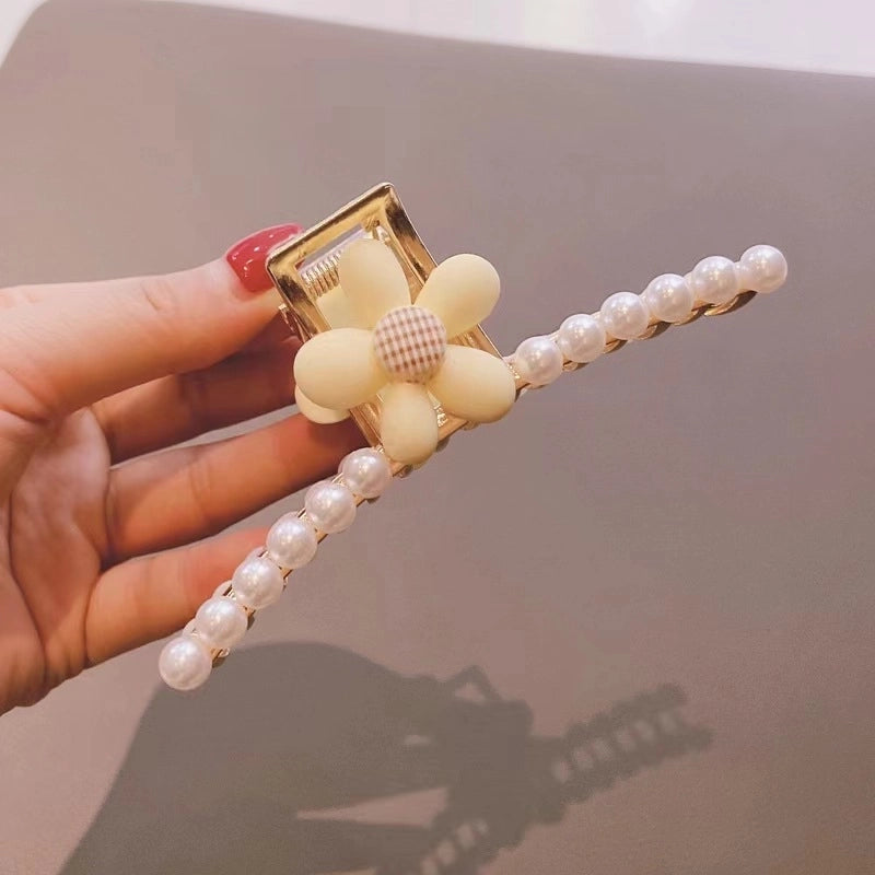 Metal Grab Clip Elegant Bow Hairpin Back Head Large Shark Clip French Pearl Clip Hair Accessories