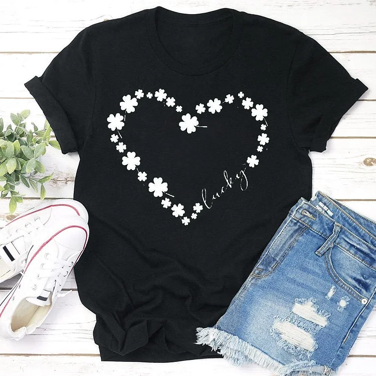 Heart Clover  T-shirt Tee--Annaletters