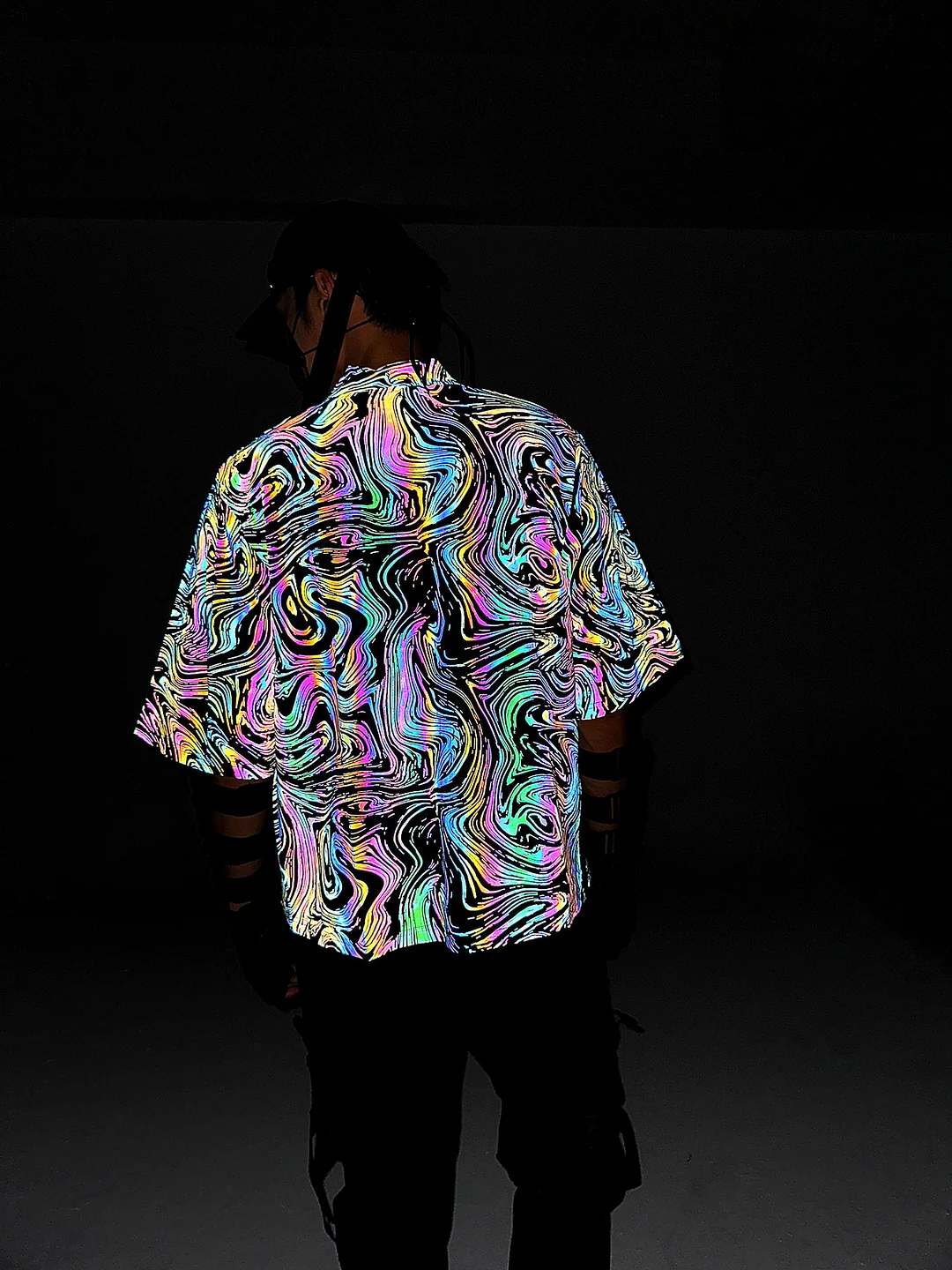 Woherb Dazzling Reflective Cardigan Robe Men And Women Five Minute Sleeve Loose Kimono Coat Retro Knit Jacket Trend-Outfit Ideas