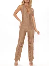 Mesh See-Through Skinny Leg Jumpsuits