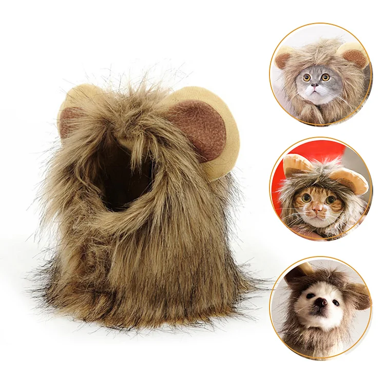 Waltleather Creative Cute Lion Wigs Pet Hat Christmas Costume Halloween Dress Up Props