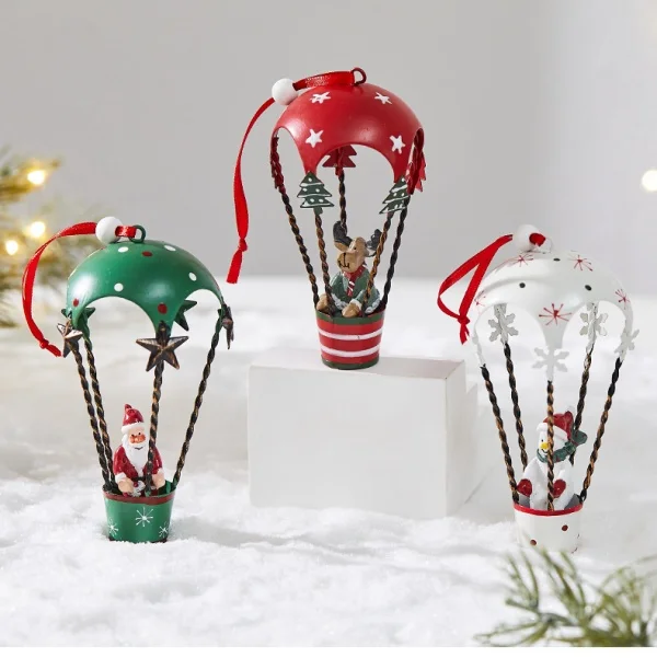 Christmas Iron Decorations Small Mailbox Santa Claus Elk Pendant Holiday Snowman Ornaments