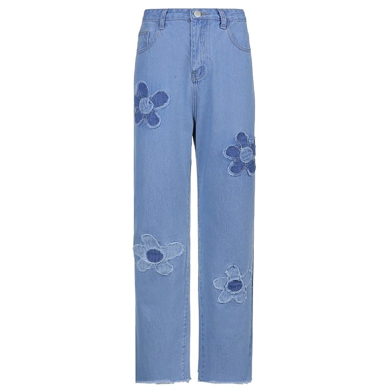 HEYounGIRL Floral Patchwork Casual Vintage Jeans Women High Waist Denim Pants Capris Fashion Elegant Trousers Ladies Summer 2021