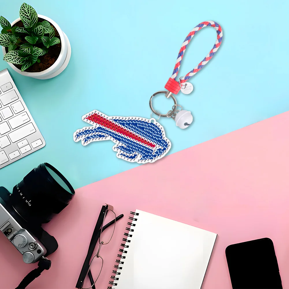 DIY Gem Keychains Double Sided Rugby Badge Craft Hanging Ornament