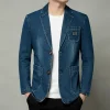 Denim cotton blazer jacket