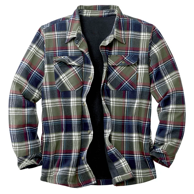 Mens Vintage Plaid Flannel Shirt Jacket
