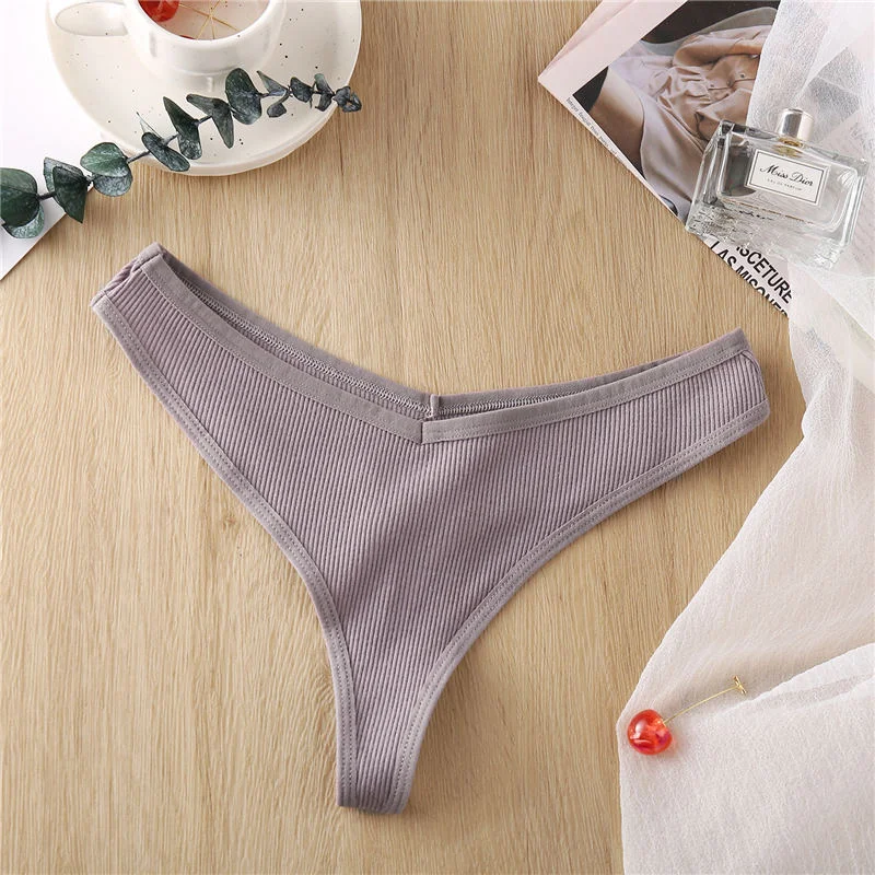 Sexy Women's Panties G-String Thong Underwear Cotton Panties Female Underpants Solid Color T-Back Pantys Intimates Lingerie