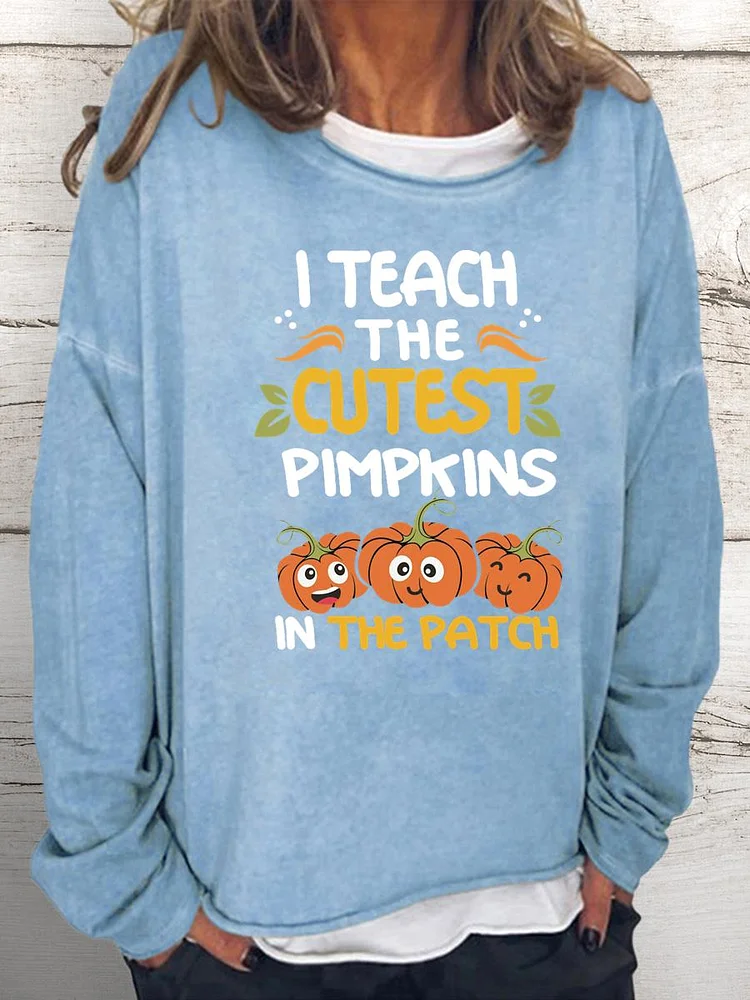 Teacher Cutest Pumpkins Women Loose Sweatshirt