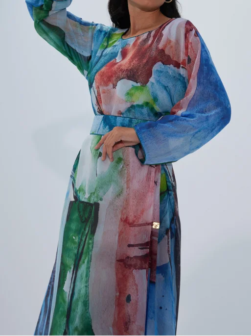 High Fashion Graphic Printed Cardigan Robe-inspireuse