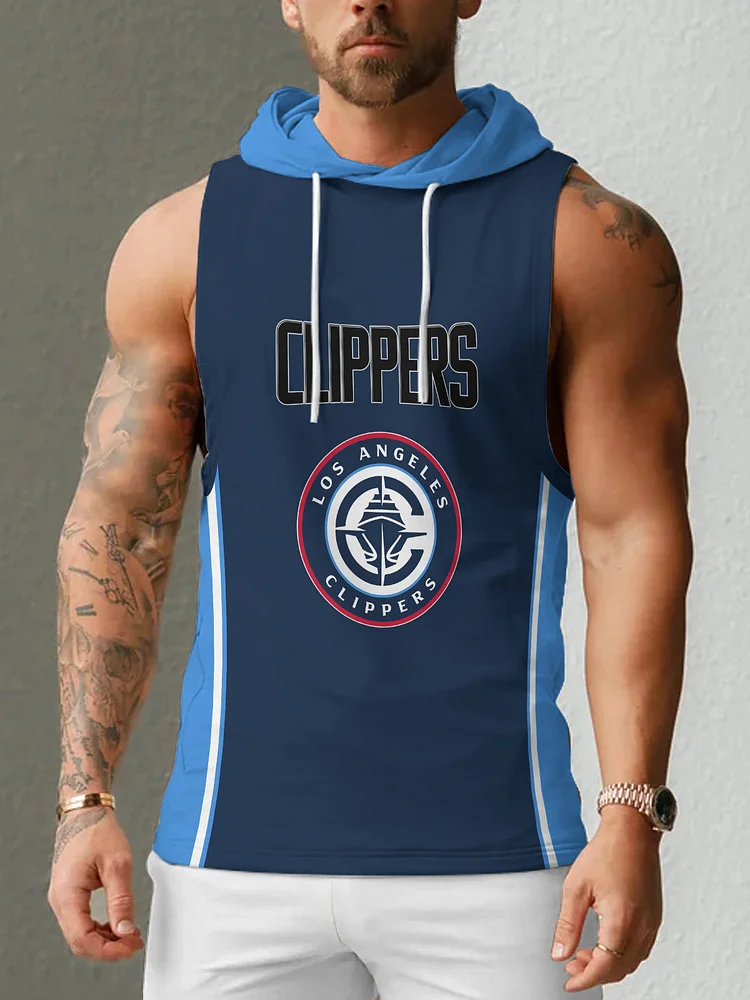 LA Clippers Men's Casual Comfy Sleeveless Hooded Tank Top