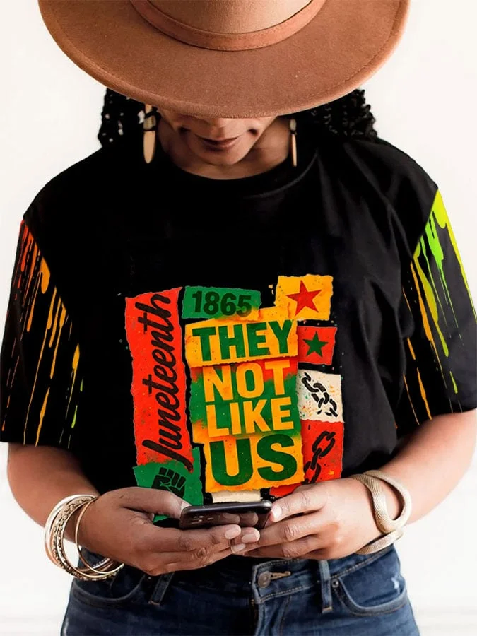 Women's Black Juneteenth Print T-shirt 