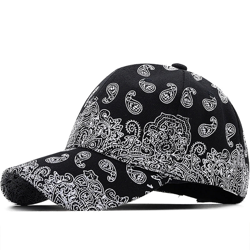 Hip-hop Punk Sunshade Curved Brim Caps Black And White Printing Baseball Caps