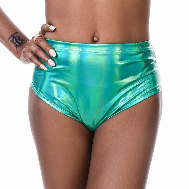 Uveng Metallic Sexy Triangle Colorful Bright Swimming Trunks Leggings