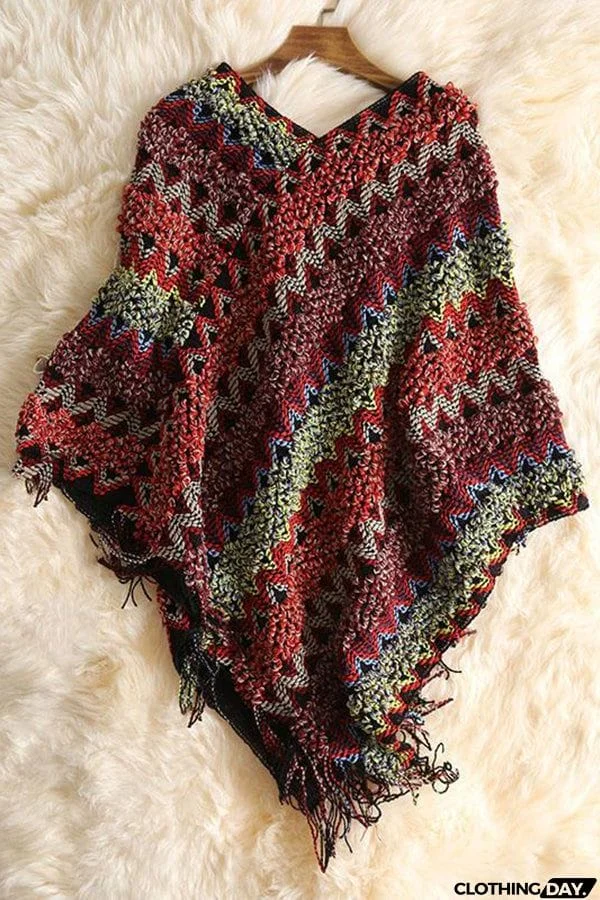 In Your Eyes Ethnic Knit Poncho