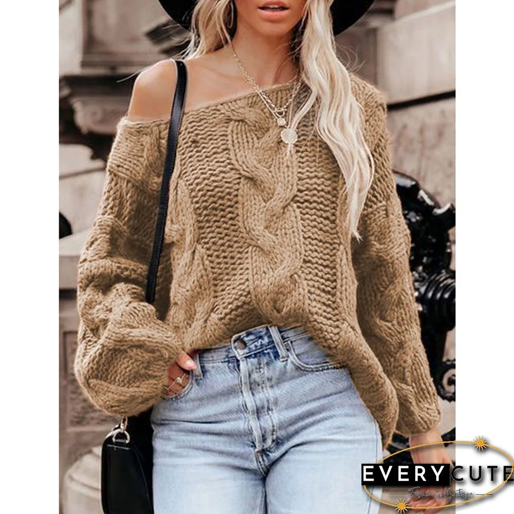 Khaki Oversize Pullover Knit Sweater