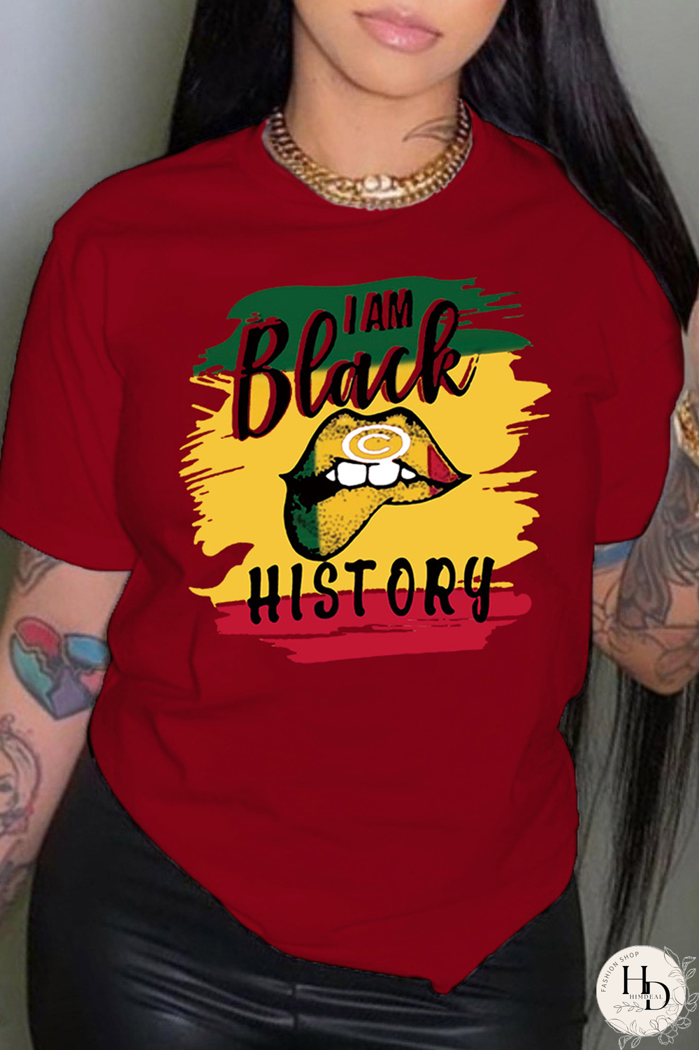 White Daily Lips Printed Patchwork O Neck T-Shirts