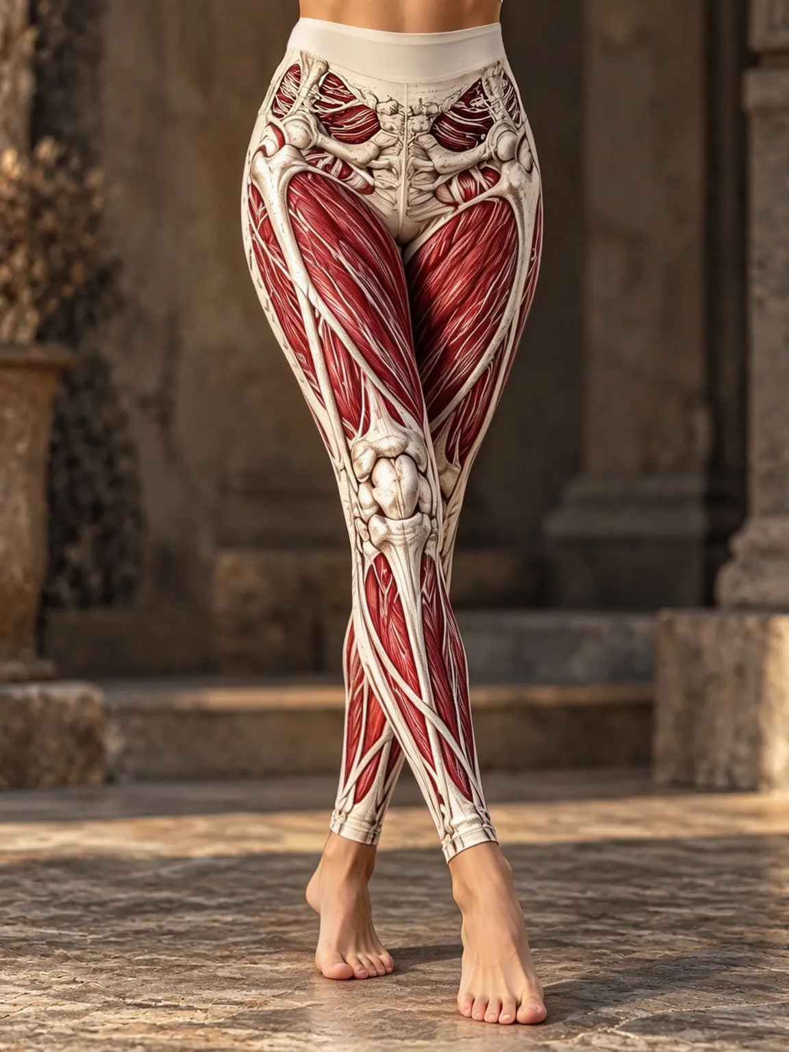 Comstylish Women's Skeletal And Muscular Print Leggings