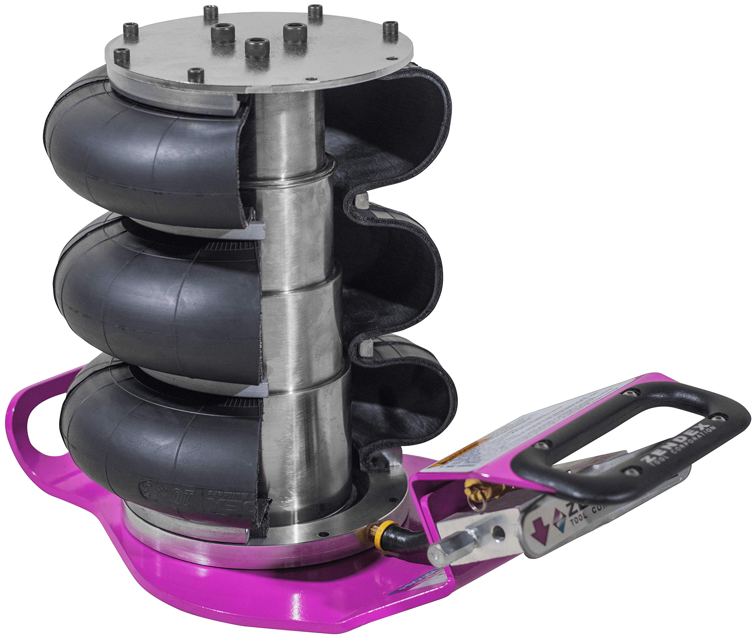 Zendex Tool TBT2 RakJak Pneumatic Jack, Triple Bag, 10" Diameter, 2 Ton  Capacity, 105 PSI Air Pressure, 6.812" Height, 18" Full Extension