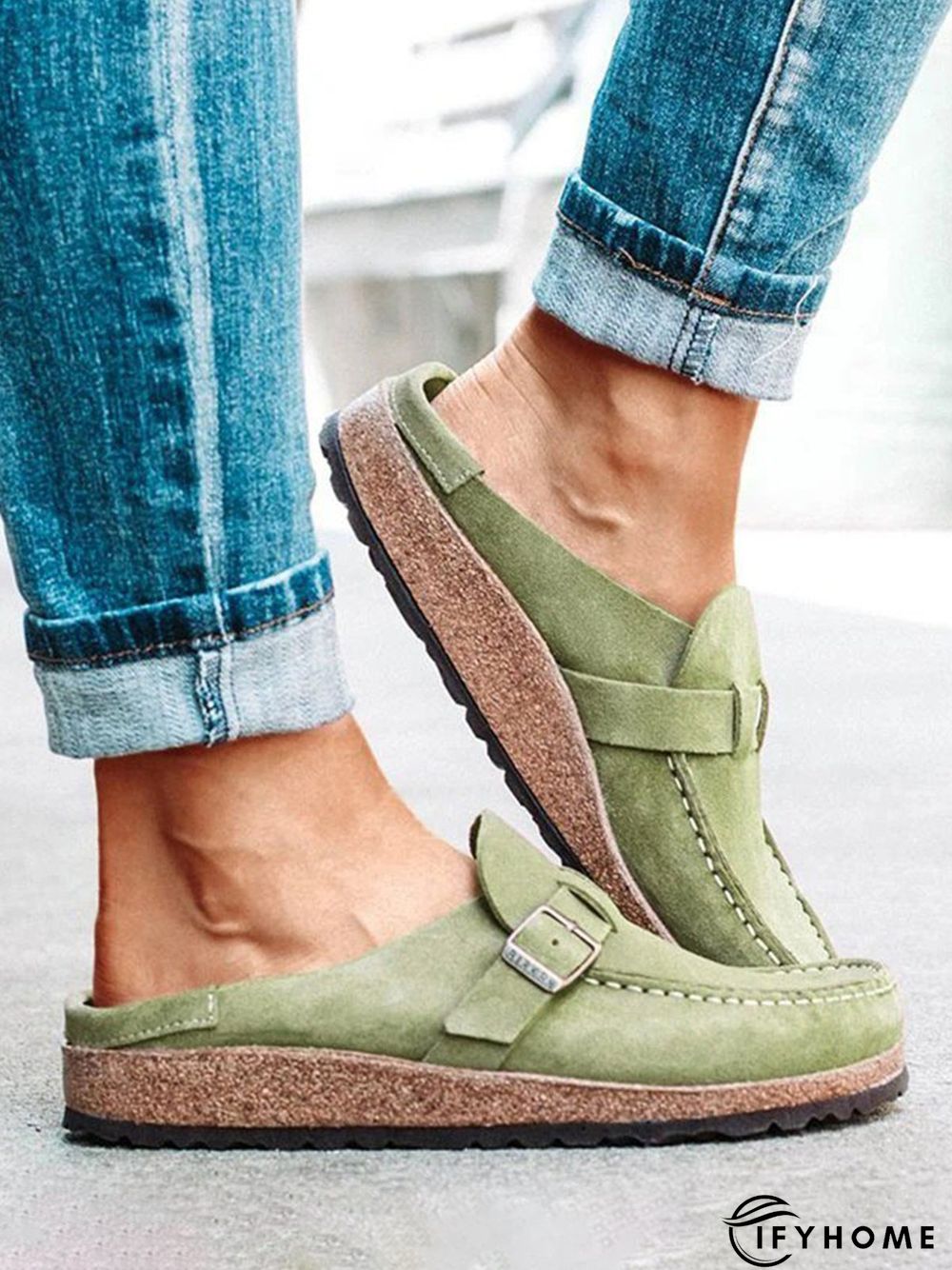 Women Soft Sole Casual Comfy Leather Slip On Sandals | IFYHOME