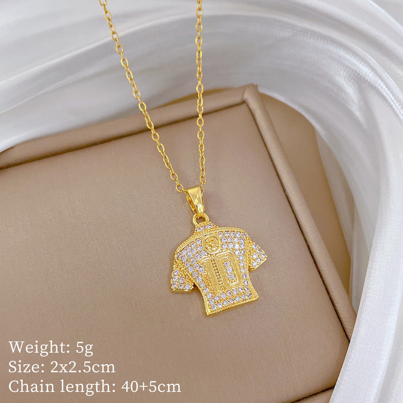 Copper Micro-Inlaid Cross Fashionable And Gorgeous Full Diamond Necklace For Women All-Match Clavicle Chain Titanium Steel