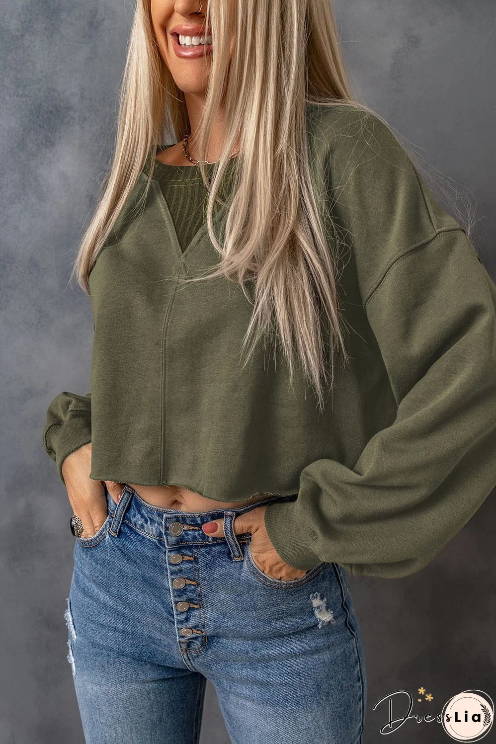 Drop Shoulder Cropped Sweatshirt