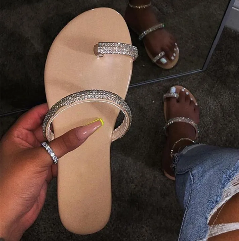 Slides Women Flip Flops Shoes Slippers Gemstone Rhinestones Shoes Sandals Ladies Slides Wild Diamond Slippers chanclas mujer