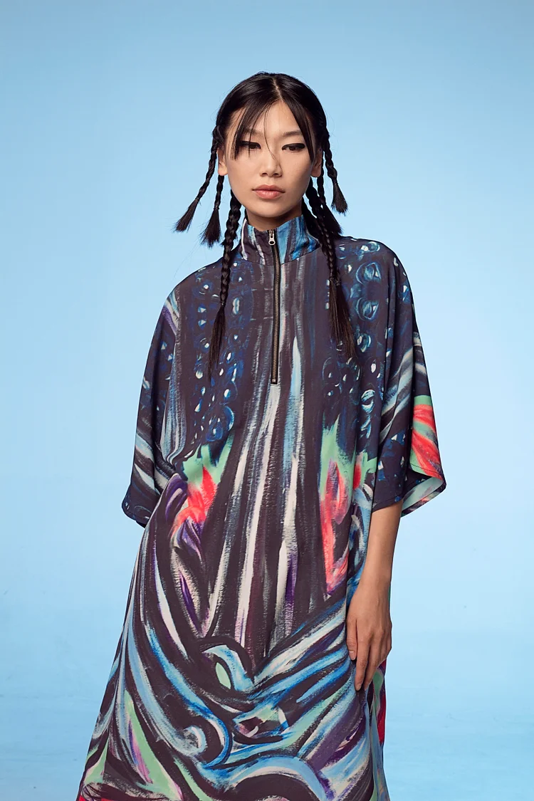 NIGEL NOLAN Zip Up Tunic  - 15 Recycled Water Bottles - Blue