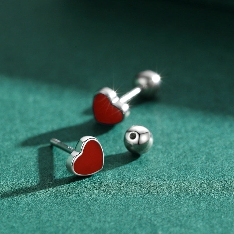 1 Pair 925 Sterling Silver Star Heart Shape Ear Studs