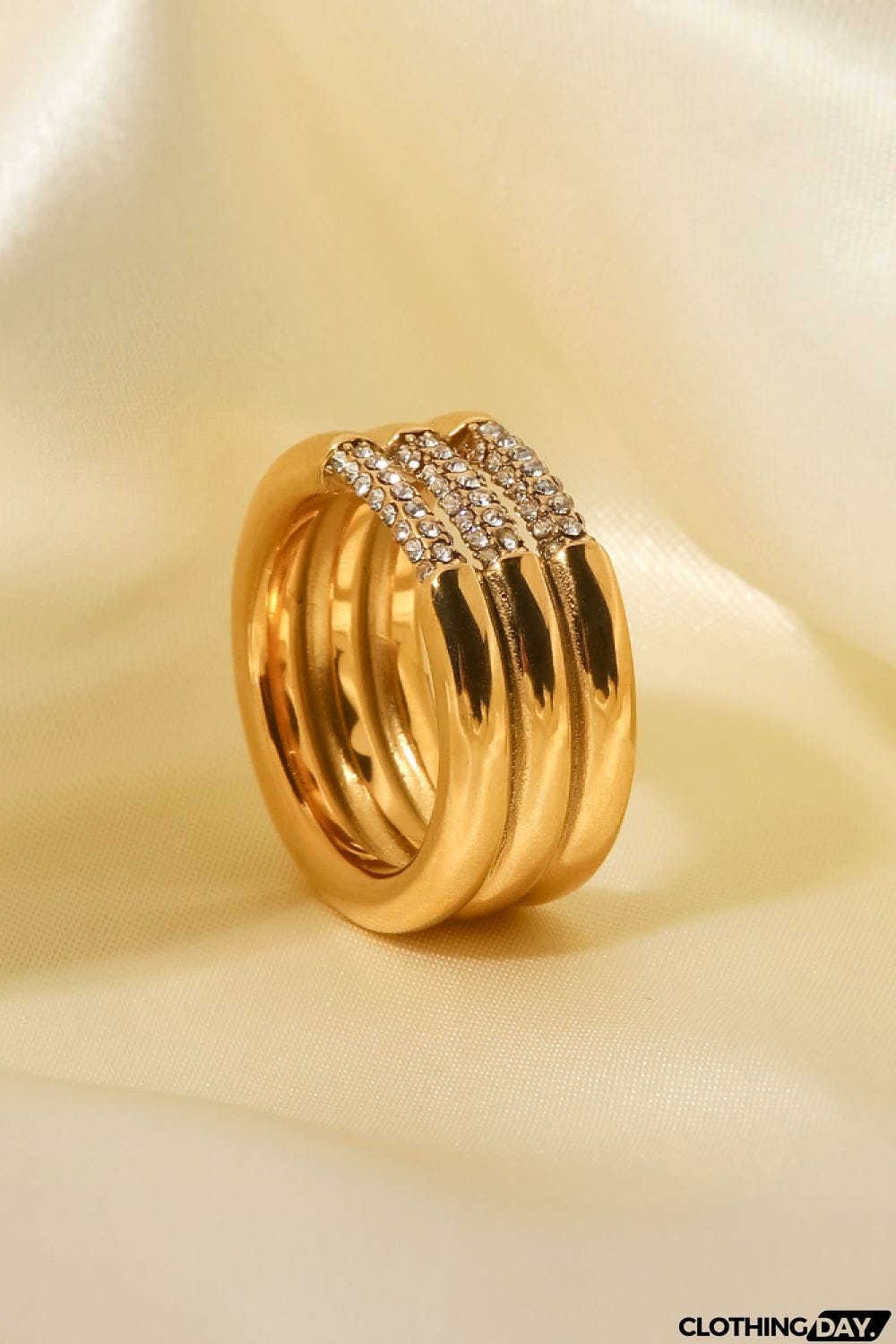 Triple-Layered Rhinestone Ring