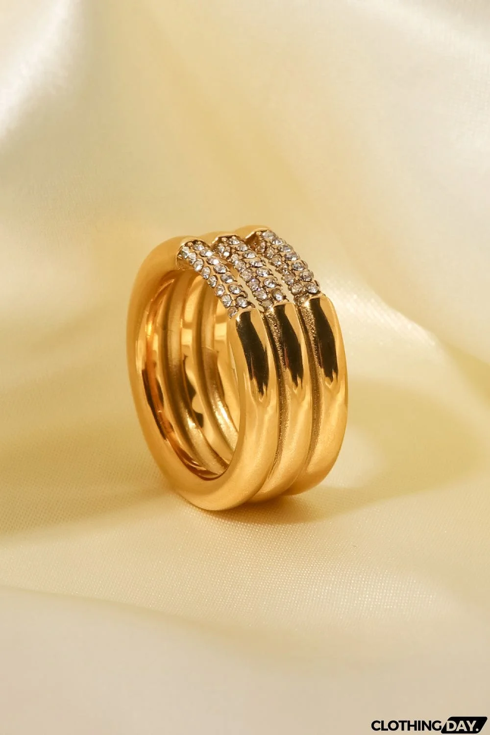 Triple-Layered Rhinestone Ring