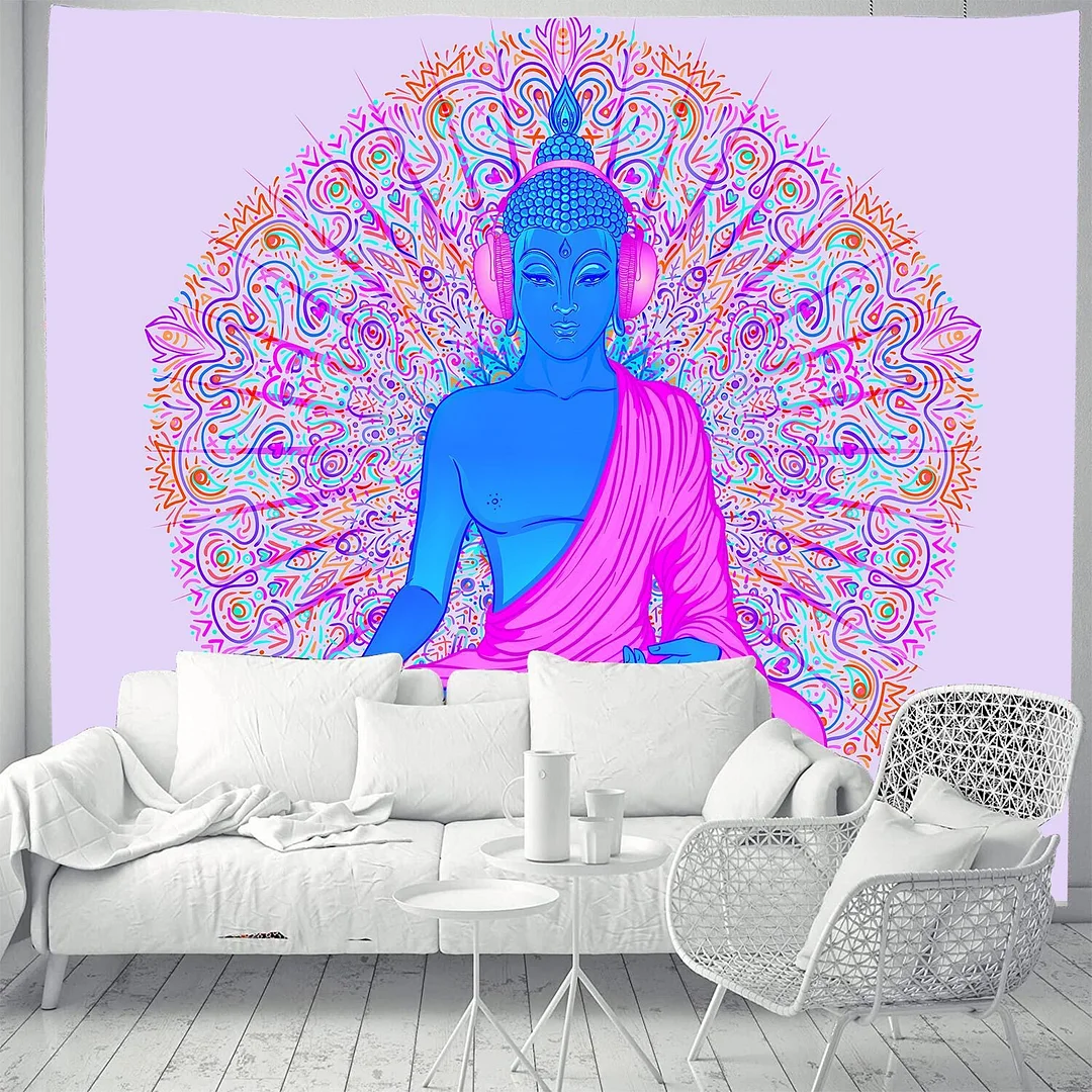 Indian Rainbow Psychedelic Buddha Tapestry Bohemia Abstract Mushroom Wall Hanging Tapestries Hippie Tarot Elephant Blanket Decor