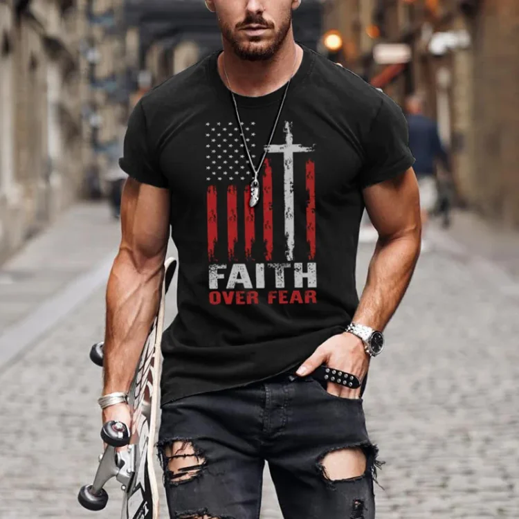 BrosWear Faith Over Fear Flag Short Sleeve T-Shirt