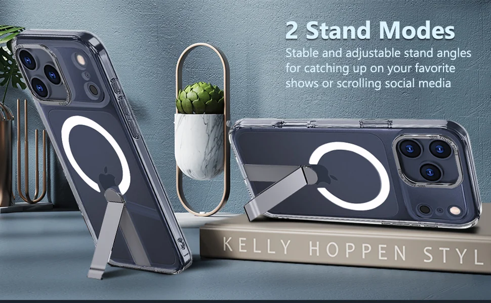 Suitable For Apple 17 Mobile Phone Case Straight Rotating Magnetic Stand Magsafe Transparent Iphone17Pro Mobile Phone Case