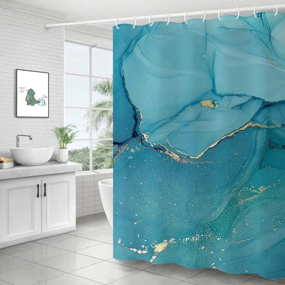 Modern Art Marble Shower Curtain Bathroom Toilet Decoration Thickened Waterproof and Mildew Proof Shower Curtain Bath Decor