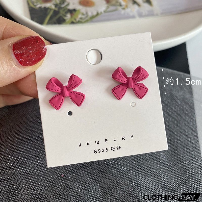 Women Fashion Geometric Fluorescent Rose Without Ear Hole Ear Clip Earrings