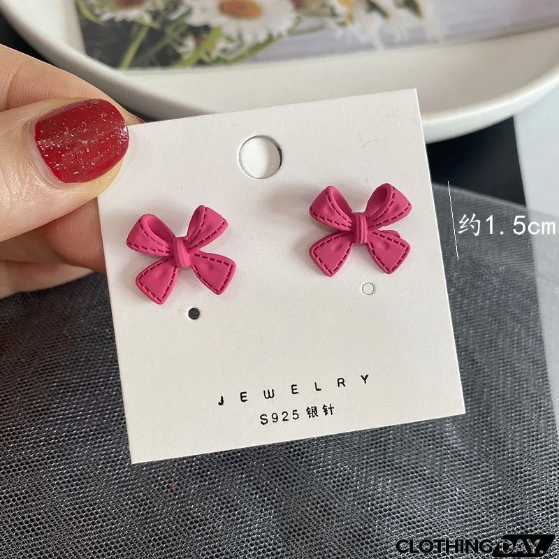 Women Fashion Geometric Fluorescent Rose Without Ear Hole Ear Clip Earrings