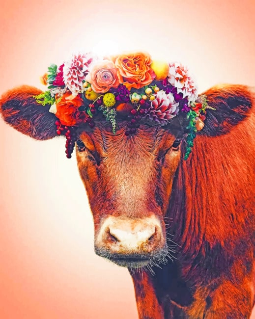 

Floral Crown On Cow – Paint By Numbers - 40*50CM, 501 Original