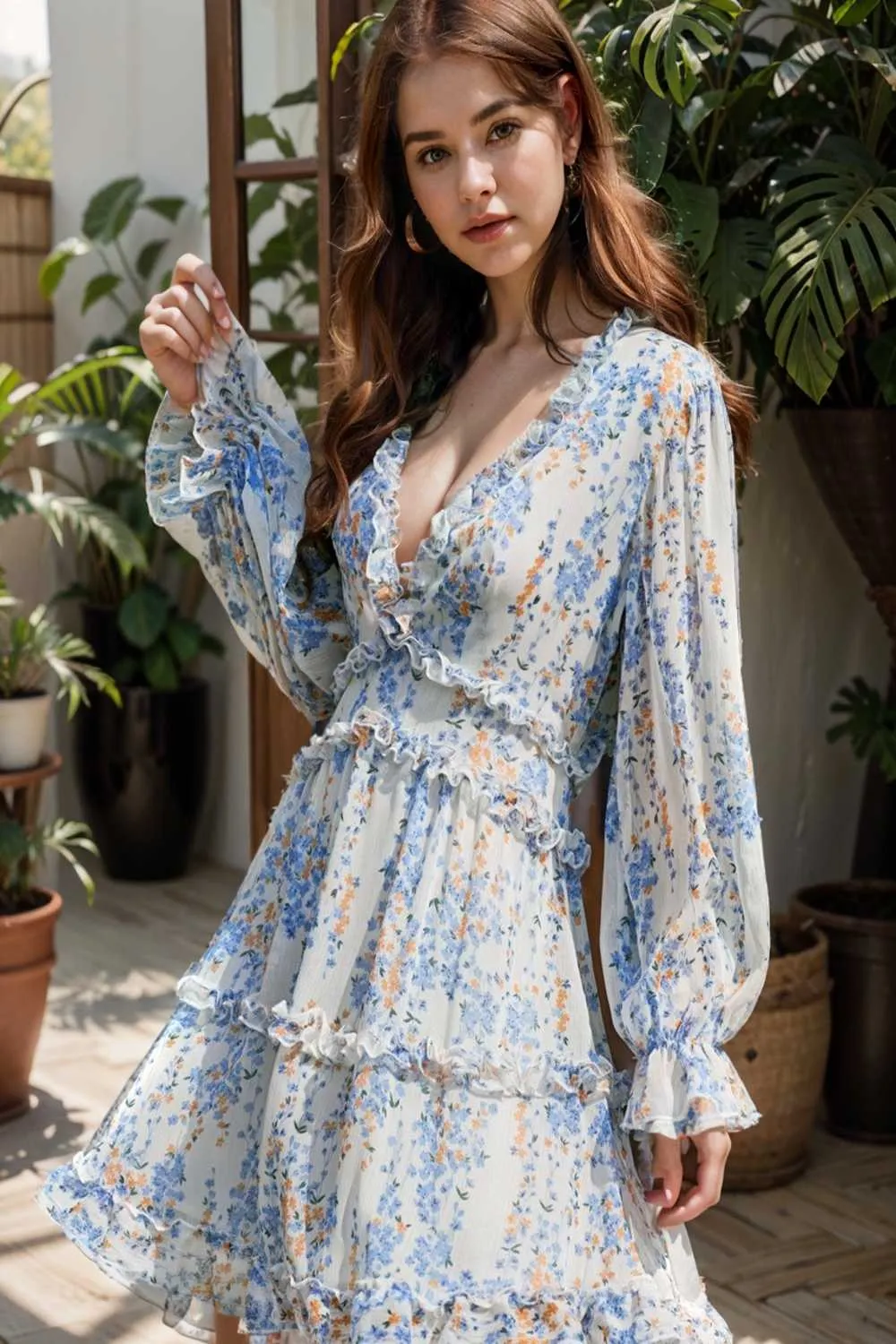 loose leopard print v neck dress drop shoulder a line closed cape paneled