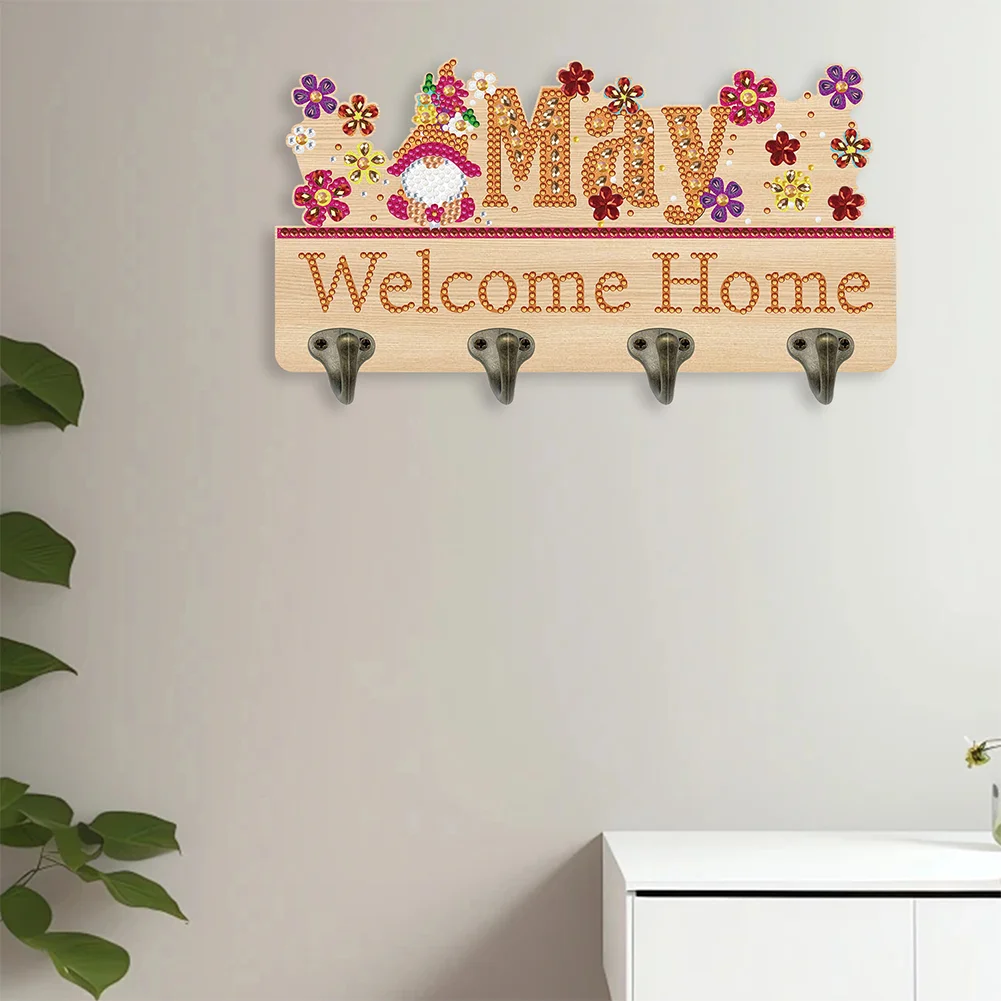 DIY Wooden Calendar May DIY Diamond Art Craft Wall Hooks for Beginners Adults