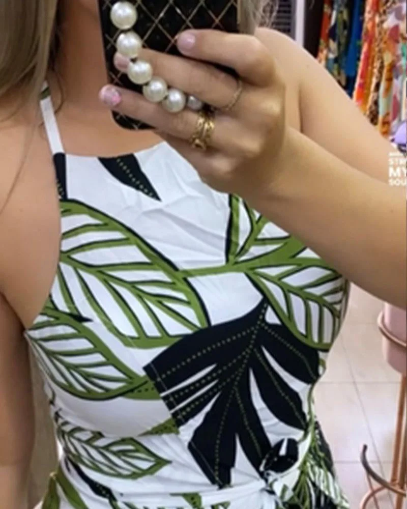 Fashion Printed Halter Jumpsuit