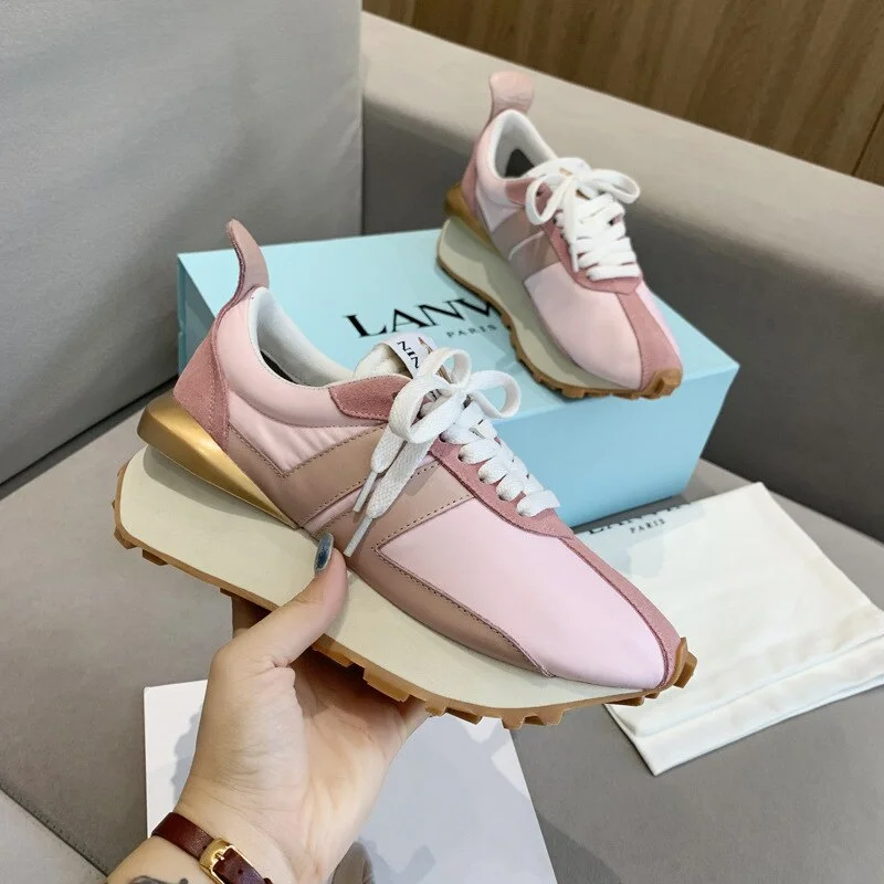 New Platform Casual Running Shoes Women Flat Mixed Color Lace Up Patchwork Sneakers Outdoor Walk Tennis Shoes Zapatillas Mujer